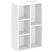 HOMCOM Bücherregal Aufbewahrungsregal 2-stufig mit 5 Fächern, für Wohnzimmer Schlafzimmer Büro, 50x24x80cm, weiß