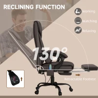 Vinsetto PU Leather Office Chair with 6-Point Vibration Massage, Reclining Chair Office with Footrest, Adjustable Height, Computer Chair, Brown(m-6)