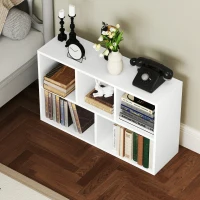 HOMCOM Bücherregal Aufbewahrungsregal 2-stufig mit 5 Fächern, für Wohnzimmer Schlafzimmer Büro, 50x24x80cm, weiß(m-4)