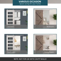 HOMCOM Wooden Sliding Door Kit Stainless Steel Smooth Operation Hardware Track Kit System Unit For Single Door 2000mm(m-4)