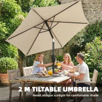 Outsunny 2m Garden Parasol Umbrella, Outdoor Table Parasol Umbrella with Crank Handle, Tilt Function, UV30+ Protection(m-4)
