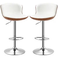 HOMCOM 2er-Set Barhocker, höhenverstellbar, Metallgestell, drehbarer Sitz, Cremeweiß(m-10)