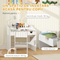 AIYAPLAY Set Masă și Scaun pentru Copii 3-6 Ani cu Organizator și Sertar Glisant, din Lemn Gri(m-7)