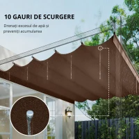 Outsunny Acoperiș pentru pergolă gazebo 4x3 m din poliester respirabil, culoare cafeniu, cu 10 orificii de drenaj(m-6)