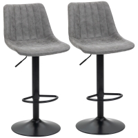 HOMCOM Adjustable Set of 2 Bar Stools, Counter Height Barstools, 360° Swivel Tall Stools with Footrest for Home Pub, Grey