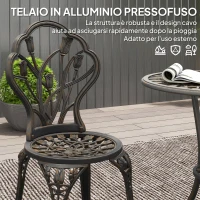 Outsunny Set da Esterno 3 Pezzi con 2 Sedie da Giardino e Tavolo Rotondo con Foro per Ombrellone, Bronzo(m-5)