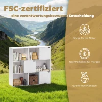 HOMCOM Bücherregal, 9 Würfelfächer, 3 Türen, 6 offene Regale, für Wohnzimmer, Schlafzimmer, Spanplatte, Weiß(m-7)