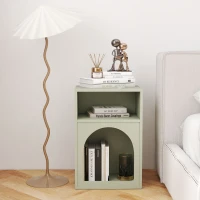 HOMCOM Set of 2 Nightstands, Bedside Tables with Open Compartments, Arched Design, 40 x 30 x 60 cm, light green(m-5)
