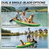 Outsunny Dmuchana deska SUP 335 cm z siedziskiem kajakowym, regulowane wiosło podwójne, smycz na kostkę(m-5)