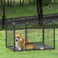 PawHut 4-panel wire-mesh dog playpen with lockable door, dim. 109L x 74l x 71H cm(m-2)