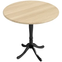 HOMCOM Table à manger ronde pour 4 personnes Ø 80 cm, table de cuisine, piétement en acier, style moderne, bois naturel et noir(m-12)