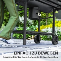 Outsunny Holzkohlegrill aus Stahl BBQ Smoker mit Deckel Griffe Thermometer Räder fahrbar 114 x 65 x 95 cm(m-9)