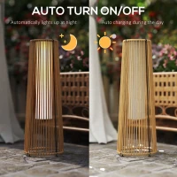 Outsunny Patio Garden Solar Powered Lights Woven Resin Wicker Lantern Auto On/Off(m-5)