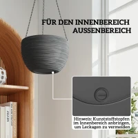 Outsunny Plantenvazen voor buiten- en kamerplanten, zelfbewatering, hangende plantenbakken met metalen kettingen, 4 stuks, zwart(m-7)