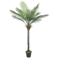 HOMCOM Palmier artificiel 180 cm, plante artificielle tropicale en pot, 15 feuilles réalistes, pour salon, chambre, bureau(m-11)