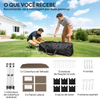 Outsunny Tenda Dobrável 6x3 m Pop-up com 4 Laterais Amovíveis Tenda de Jardim com Faixas Refletoras Altura Ajustável UPF50+ Bege(m-9)