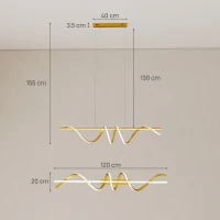 HOMCOM Pendant Light with 3 Colour Temperatures - Gold Tone(m-3)