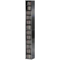 HOMCOM Set of 2 CD Media Display Shelf Unit Tower Rack with Adjustable Shelves, High Gloss Black(m-11)