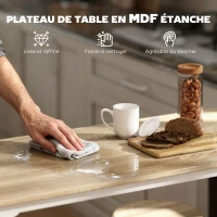 HOMCOM Ensemble table haute et 4 tabourets avec Repose-Pieds style moderne, structutre en métal effet bois naturel(m-7)