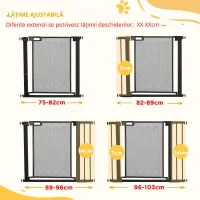PawHut Poarta de Siguranta Reglabila 76–103 cm pentru Usi/Scari – Negru(m-6)