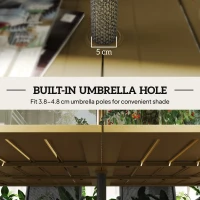 Outsunny Garden Dining Table for 6 with Parasol Hole, Rectangle Outdoor Garden Table with Slatted Metal Top, Steel Frame, Brown(m-5)