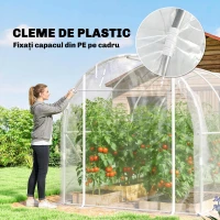 Outsunny Seră tip tunel 2x3x2 m cu uși rulabile, cadru din oțel și acoperire din PE anti-UV, transparentă(m-8)