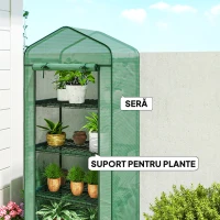 Outsunny Sera Portabilă, Seră pentru Plante, Flori, Structură Exterioară cu 4 Rafturi, Acoperire PE, Verde(m-5)