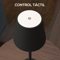 HOMCOM Lámpara de Mesita de Noche Inalámbrica con Luces LED Lámpara de Mesa USB-C Recargable 3 Colores Ø11,2x36,5 cm Negro(m-7)