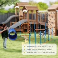 PawHut Dog Agility Equipment, 8PCS Agility Training Set with Tunnel, Weave Poles, Adjustable Hurdles, Jump Ring(m-8)