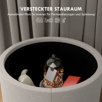 HOMCOM Hocker Polsterhocker, Leinen, versteckter Stauraum, umkehrbarer Deckel, 56cm x 56 cm x 42 cm, Hellgrau + Natur(m-5)