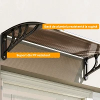 Outsunny Copertină de Exterior Impermeabilă și Anti-UV, din Policarbonat, Polipropilenă și Aluminiu, 75x100x23 cm, Maro și Negru(m-8)