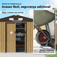 Outsunny Abrigo de Jardim Exterior 4,9 m² 277x195x192 cm com Porta de Correr Ventilação e Kit de Fundação Castanho(m-5)