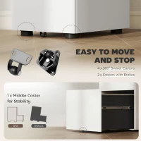 Vinsetto 3 Drawer Filing Cabinet on Wheels, Steel File Cabinet with Lockable Drawers for Home Office, White(m-6)