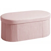 HOMCOM Pouf Contenitore Pieghevole con Vano da 72L e Rivestimento in Velluto, 76x38x35 cm, Rosa(m-11)