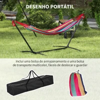 Outsunny Cama Rede com Suporte 310x117 cm com Bolsa de Transporte Altura Ajustável Capacidade 120 kg para Campismo Laranja(m-7)