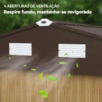 Outsunny Abrigo de Jardim Exterior 4,9 m² 277x195x192 cm com Porta de Correr Ventilação e Kit de Fundação Castanho(m-8)