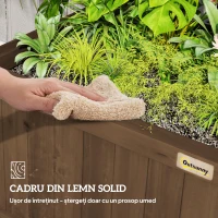 Outsunny Jardinieră Ridicată pentru Exterior cu Spalier și Bară Superioară, Jardinieră din Lemn de Brad cu Găuri de Drenaj pentru Flori și Legume, pentru Grădină și Balcon, Cafeniu Întunecat(m-7)