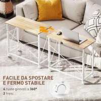 HOMCOM Scrivania Pieghevole Salvaspazio con 4 Ruote e Freno, 80x40x75 cm, Legno(m-5)