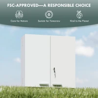 HOMCOM Szafka na leki zamykana na klucz, 2-drzwiowa, wisząca, 11 przegródek, 2 klucze, 53 x 20 x 53 cm, biała(m-6)