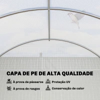 Outsunny Estufa de Túnel 6x3x2 m com Porta de Dobradiças,12 Janelas com Rede e Estrutura de Aço Galvanizado Branco(m-5)