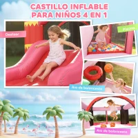 AIYAPLAY Castillo Hinchable para Niños con Soplador Tobogán Cama Elástica Piscina de Pelotas Canasta de Baloncesto 255x230x196cm(m-4)