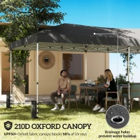 Outsunny 3 x 6 m Pop Up Canopy with UV50+ Protection Garden Gazebo with 6 Sidewalls, Dark Grey(m-4)