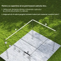 Outsunny Acoperiș pentru pergolă gazebo 4x3 m din poliester respirabil, culoare cafeniu, cu 10 orificii de drenaj(m-4)