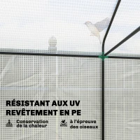 Outsunny Serre de jardin PE, serre de balcon, bâche renforcée 135 g/m², châssis en acier, porte zippée, 200 x 140 x 200 cm, blanc(m-4)