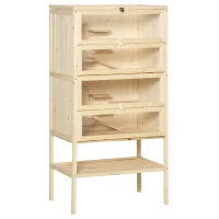 PawHut Cusca pentru Rozitori si Hamsteri cu 4 Rafturi cu Acoperis Trapa in Lemn 60x40x120cm(m-1)