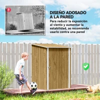 Outsunny Caseta de Jardín Metálica 0,92 m² 100x103x160 cm con 1 Puerta y Cerradura para Almacenamiento Herramientas Marrón Claro(m-6)