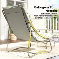 Outsunny Balkonmöbel Set 3 teilig Gartenmöbel Set mit Tisch Kissen Stahlgestell verstellbar Fußpads, Atmungsaktiv Hellgrau(m-6)