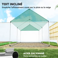 Outsunny Serre de jardin tunnel 2 x 3m, 6m² avec porte enroulable, 4 fenêtres, - Acier galvanisé PE Haute densité Blanc(m-7)
