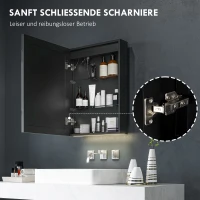 HOMCOM Spiegelschrank, Badschrank mit LED, 50 x 70 cm, dimmbar, Anti-Beschlag, Schwarz(m-7)