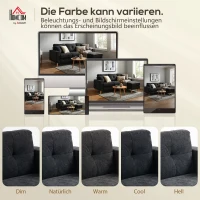 HOMCOM 3-Sitzer-Sofa Sofa Couch Ecksofa, mit Chaiselongue, Knopfheftung, 193 x136 x 85 cm, Schwarz(m-7)